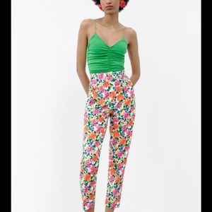 Zara NWT floral high waisted pants